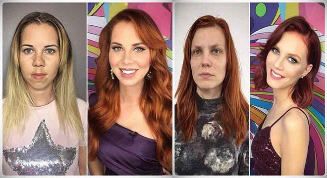 Imágenes de maquillaje profesional, antes y después. 4
